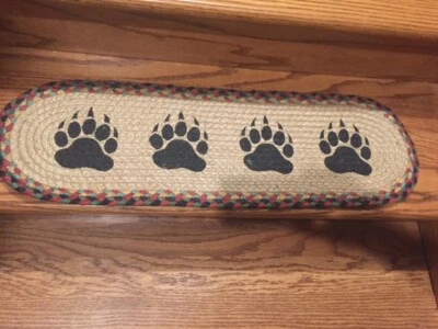 Bear Paw Print Braided Stair Tread or Table Runner by Earth Rugs - Image 1 of 2