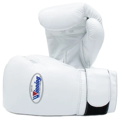Winning Boxing Gloves 16oz 14oz 12oz White Belcro Tape Loop Type With Box
