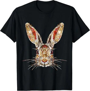Sequins Bunny Face Shirt Cool Easter Bunny Easter Time T-Shirt Hoodie - Picture 1 of 10