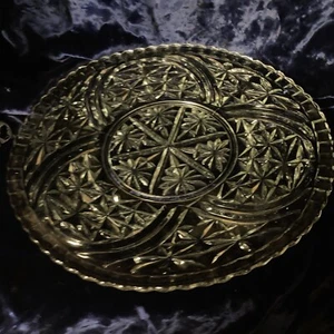 Vintage Cut Glass Fancy Round Serving Platter 13 inches wide - Picture 1 of 3
