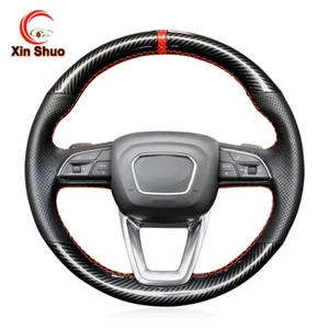 Nappa Leather PU Carbon Fiber Steering Wheel Cover for Audi A4  Q3 Q5 SQ5 Q7 SQ7 - Picture 1 of 11