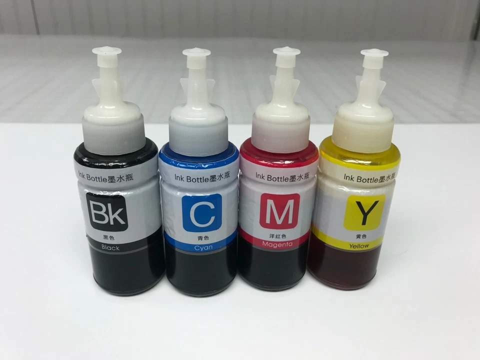 4Pk Black Cyan Magenta Yellow Refill Dye Ink Kit for HP Canon Epson Cartridges - Image 1 of 1