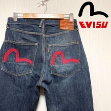 EVISU Red Seagull logo Denim Pants Jeans No.2 32×35 Used From Japan