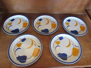 Vintage Hearthstone Block Vista Alegra Tulip Floral Salad Plates Set of 5 RARE - Picture 1 of 5