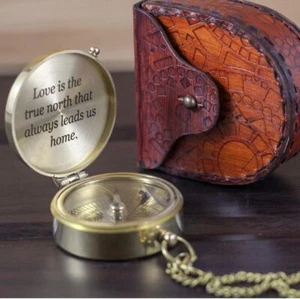Personalized Polish Compass With Leather Case|Baptism Gift Christmas Gift - Picture 1 of 6