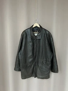 Seraphin Men’s Brown Leather Jacket Silk Lined Buckle Collar Size 52 Heavy Coat - Picture 1 of 24