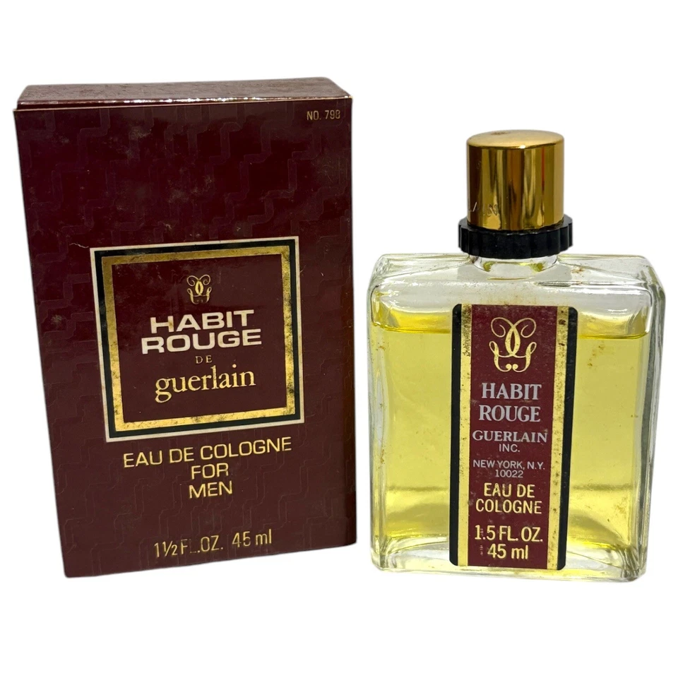 HABIT ROUGE De Guerlain 1.5 Fl OZ Eau De Cologne Hombres Splash De Colección Con Caja Foto 1 de 3