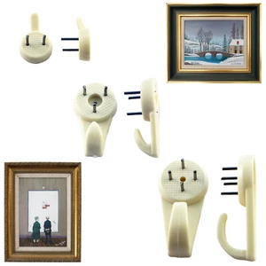 Hard Wall Picture Hook Hanger White Mirror Photo Hanging Heavy Duty Hardwall - Picture 1 of 7
