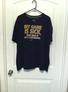 Nike Adult Mens 2XL XXL Faded Black T-Shirt My Game Is Sick Hole in front - Picture 1 of 7