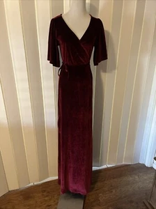 Baltic Born Meghan Velvet Mulberry Wrap Maxi Dress Women’s Size Medium - Picture 1 of 12