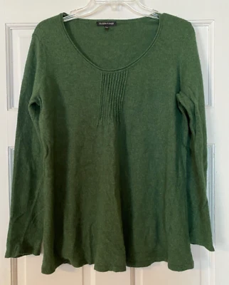 Suéter EILEEN FISHER Talla Pequeña Verde Pintuck Manga Larga Pullover Para Mujer Foto 1 de 4