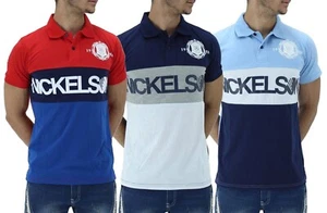 π₯ Nickelson Men's Urban Designer Polo Shirt Short Sleeve Color Block Casual π₯ - Picture 1 of 4