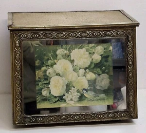 ART DECO BRASS PLATED LIDDED COAL BOX STORAGE BUCKET BIN CHEST KINDLING VINTAGE - Picture 1 of 11