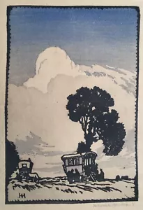 Eric Hesketh Hubbard, original linooleum cut print, signed in pencil - Picture 1 of 8
