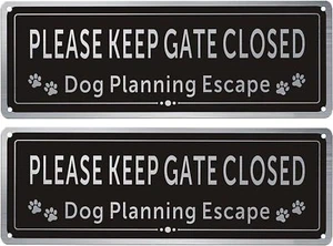 2er Pack Please Close The Gate Matal Schild - Hund Planung Fluchtschild - gebürstet... - Bild 1 von 2