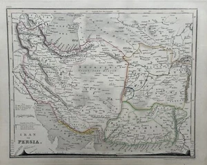 1850 Iran Persia Hand Coloured Antique Map By John Dower Showing Mountains - Picture 1 of 3