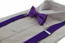 Boys Purple Matching Bow Tie + Suspender Set Kids Unisex Dress Up Wedding Page