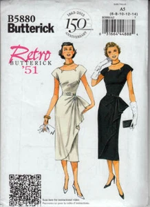 Retro Sewing Pattern Butterick 5880 Circa 1951 Cocktail Dress & Belt - Picture 1 of 2