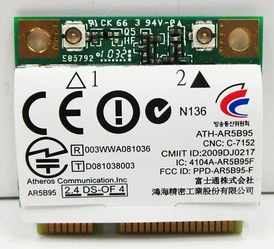 FUJITSU Lifebook AH530 Replacement ATHEROS AR5B95 WiFi Mini PCIe Card - Image 1 of 2