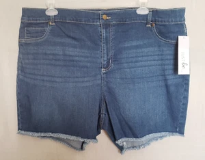 Just Be Damen - 3XL - Jeansshorts - Fransensaum hoher Bund - Gesäßtaschen - Neu - Bild 1 von 5