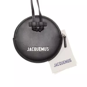 Jacquemus NWT Le Pitchou Mini Round Crossbody Bag / Purse in Solid Black Leather - Picture 1 of 14