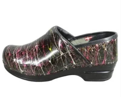 Tamancos femininos Sanita Balasia multicoloridos couro envernizado enfermagem tamanho 8 UE 38 - Imagem 1 de 4