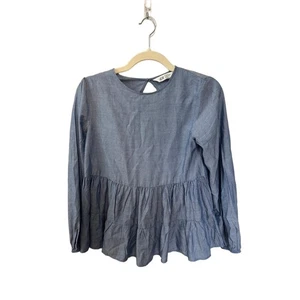 Girls H&M Denim Chambray Longsleeve Blouse Size 16 - Picture 1 of 2