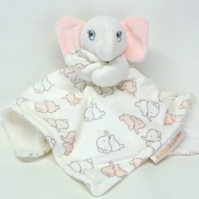 Mantas y más allá elefante rosa blanco Lovey felpa Nunu manta de seguridad para bebé Foto 1 de 4