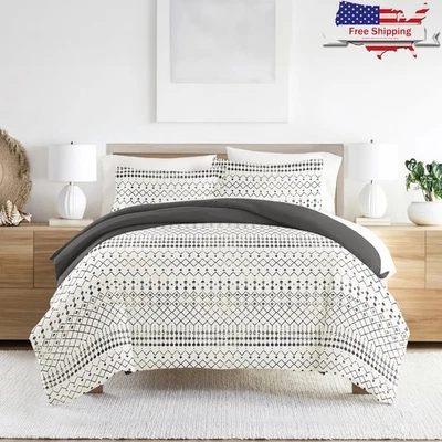 Juego de funda nórdica reversible de microfibra de 3 piezas funda de almohada suave nuevo Foto 1 de 4