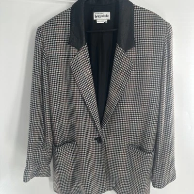 Blazer Bagatelle De Colección Cuadros Un Botón Talla 10 Negro, Gris, Rojo Pata de Gallo Foto 1 de 4