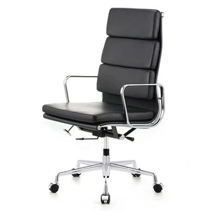 EA219 Soft Pad High-Back Office Chair – Black Italian Leather - Picture 1 of 8