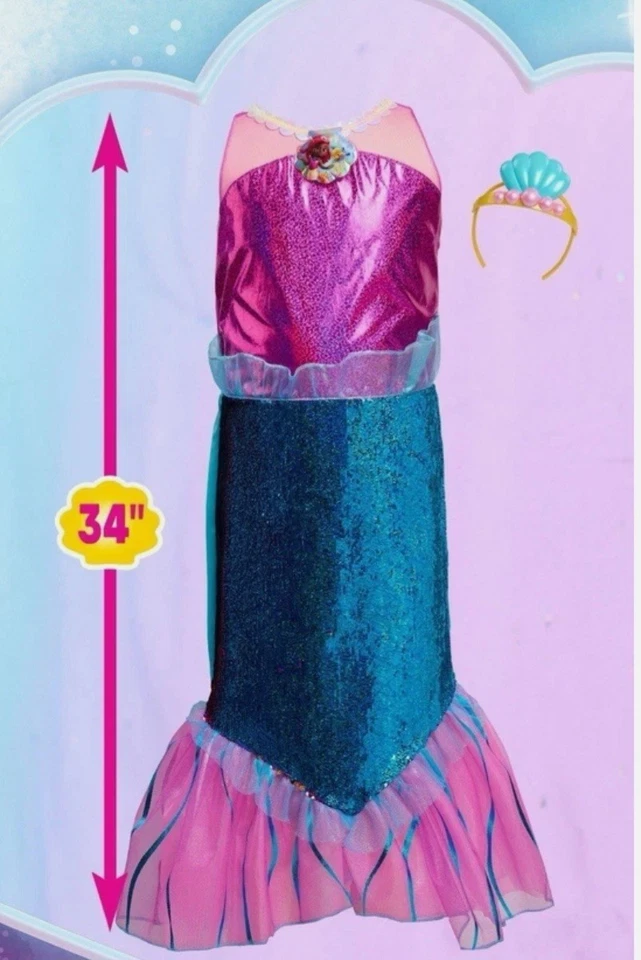 Disney Junior Ariel Sea-sational Reversible sequins mermaid dress size 3-6x