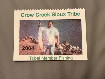 Crow Creek Sioux Tribe Stamps 2004 Tribal member and Fishing permit $5 mint - Image 1 of 2
