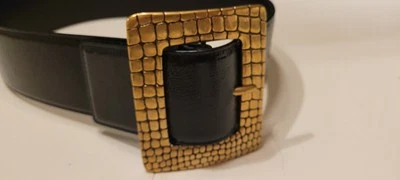 Yves Saint Laurent Wide Waist Belt Black Leather 28-31 - Image 1 of 4