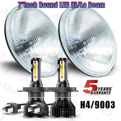 Pair 7Inch Round LED Headlights High/Low Beam For Chevrolet Chevy II 1964-1967 - Image 1 of 4