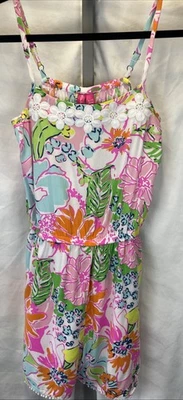 Lilly Pulitzer Niñas Mameluco Nariz Posey Estampado Floral Correas Ajustables XL 14 16 Foto 1 de 4