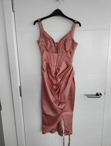 House of CB Faye Rose Satin Corset Dress XS Plus Cup - Picture 1 of 7
