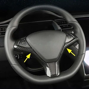 For Tesla Model S X Carbon Fiber Steering Wheel Switch Button Trims Accessories - Bild 1 von 5
