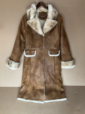 Women's Wilsons Leather Faux Fur Long Coat – Brown – Size Large - Image 1 of 4