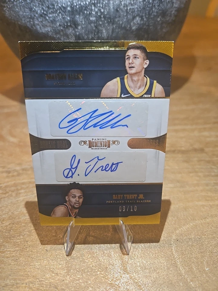 2018 Panini Dominion Gary Trent Jr Grayson Allen Gold Dual RC Auto /10 Bucks SSP - Image 1 of 2