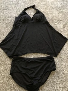 Swimsuits For All, Black 2 Pc Tankini & Bottoms, Womens 26, NEW - Picture 1 of 4