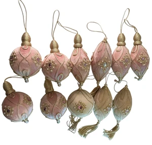 Antik Französischer Stil Weihnachtsschmuck Rosa Samt Traditionell Viktorianisch Set - Bild 1 von 10