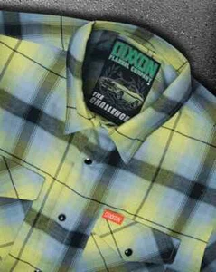 DIXXON Flannel Sz L "The Challenger" Dodge Hemi Tribute Black Green Snaps NIB - Picture 1 of 2