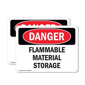 (2 Pack) Flammable Material Storage OSHA Danger Sign Decal Metal Plastic - Picture 1 of 22