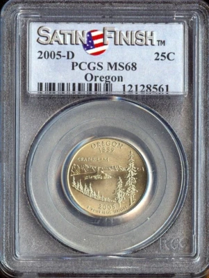 2005-D Oregon Quarter Satin PCGS MS68 Quality - Image 1 of 2