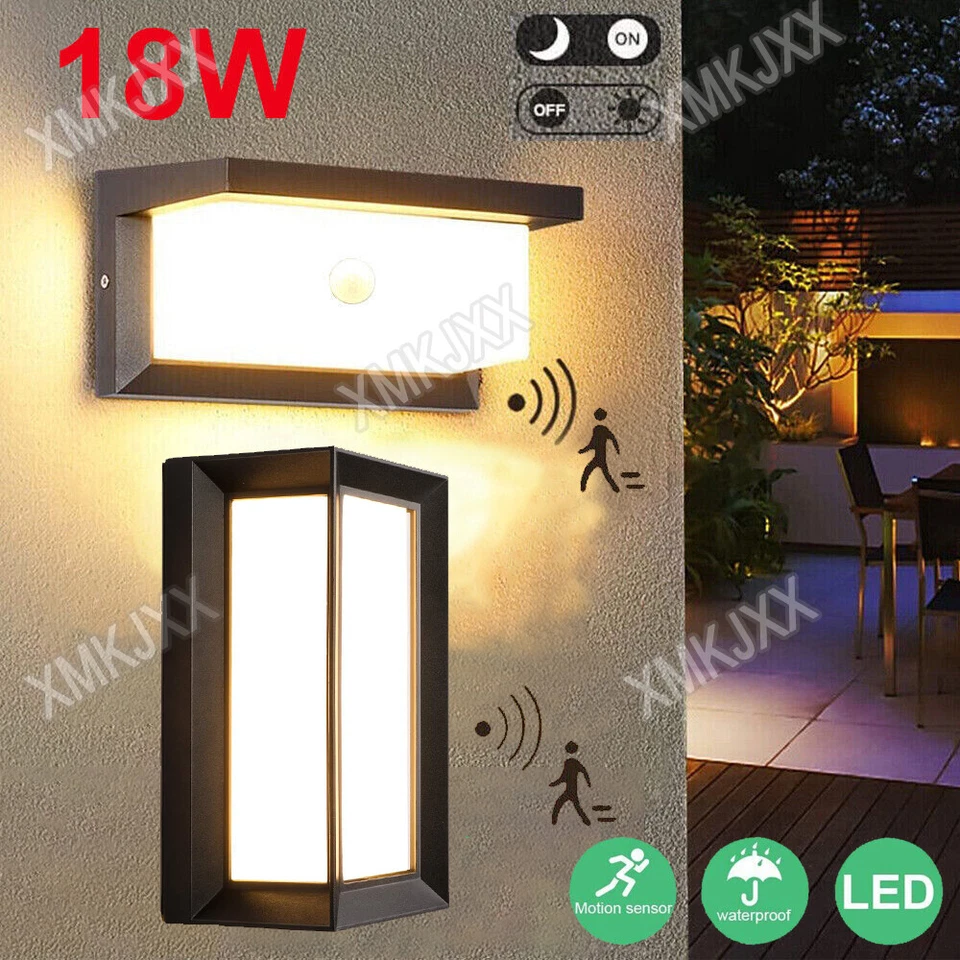 LED Sensor Außenleuchte Schwarz Wandleuchte mit Bewegungsmelder Außenbeleuchtung - Bild 1 von 1