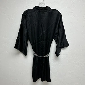 Victoria Secret Robe Womens Small 0 Black Vintage 100% Silk Robe Kimono Belted - Picture 1 of 9