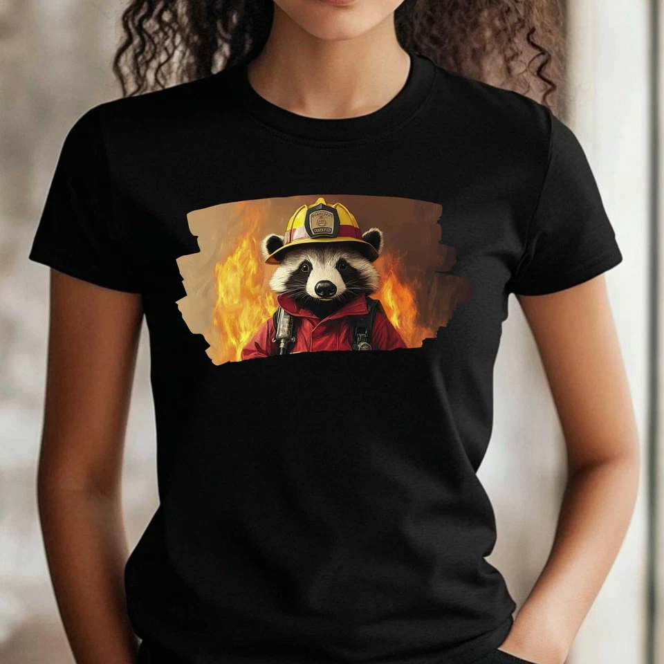 Frauen T-Shirt Igel als Feuerwehrmann Motiv Baumwolle Größe S bis 3XL - Bild 1 von 1