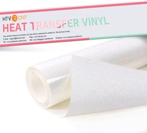 HTVRONT Rainbow White Glitter Heat Transfer Vinyl Tshirt /Textile HTV 10" x 6ft - Picture 1 of 8