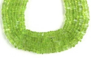 16"Long Best Quality Natural Peridot Gemstone Smooth Heishi Bead Size 3-4 MM - Foto 1 di 3